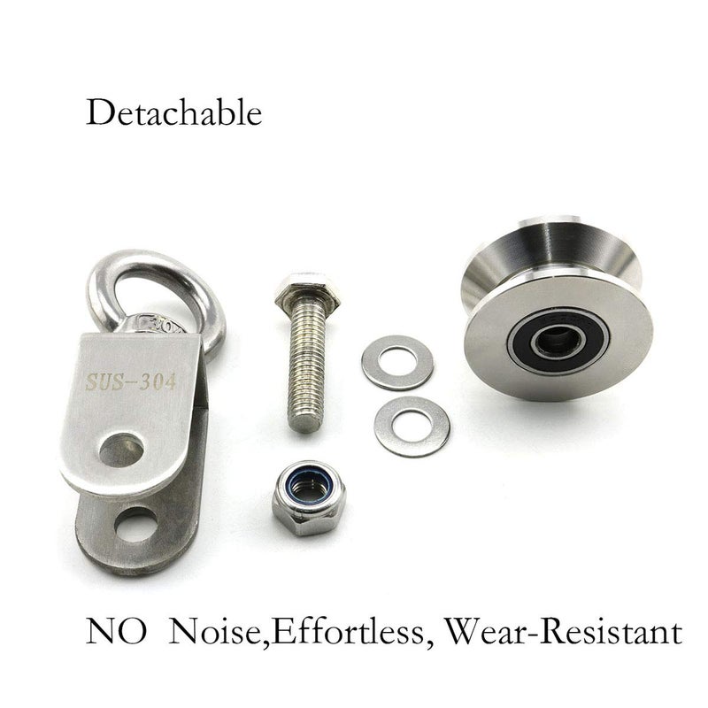 Heyous 1-Pack V Type Swivel Pulley 304 Stainless Steel Duplex Bearing Super-Silent Detachable 360 Degree Rotation Heavy Duty Traction Wheel - Image 4